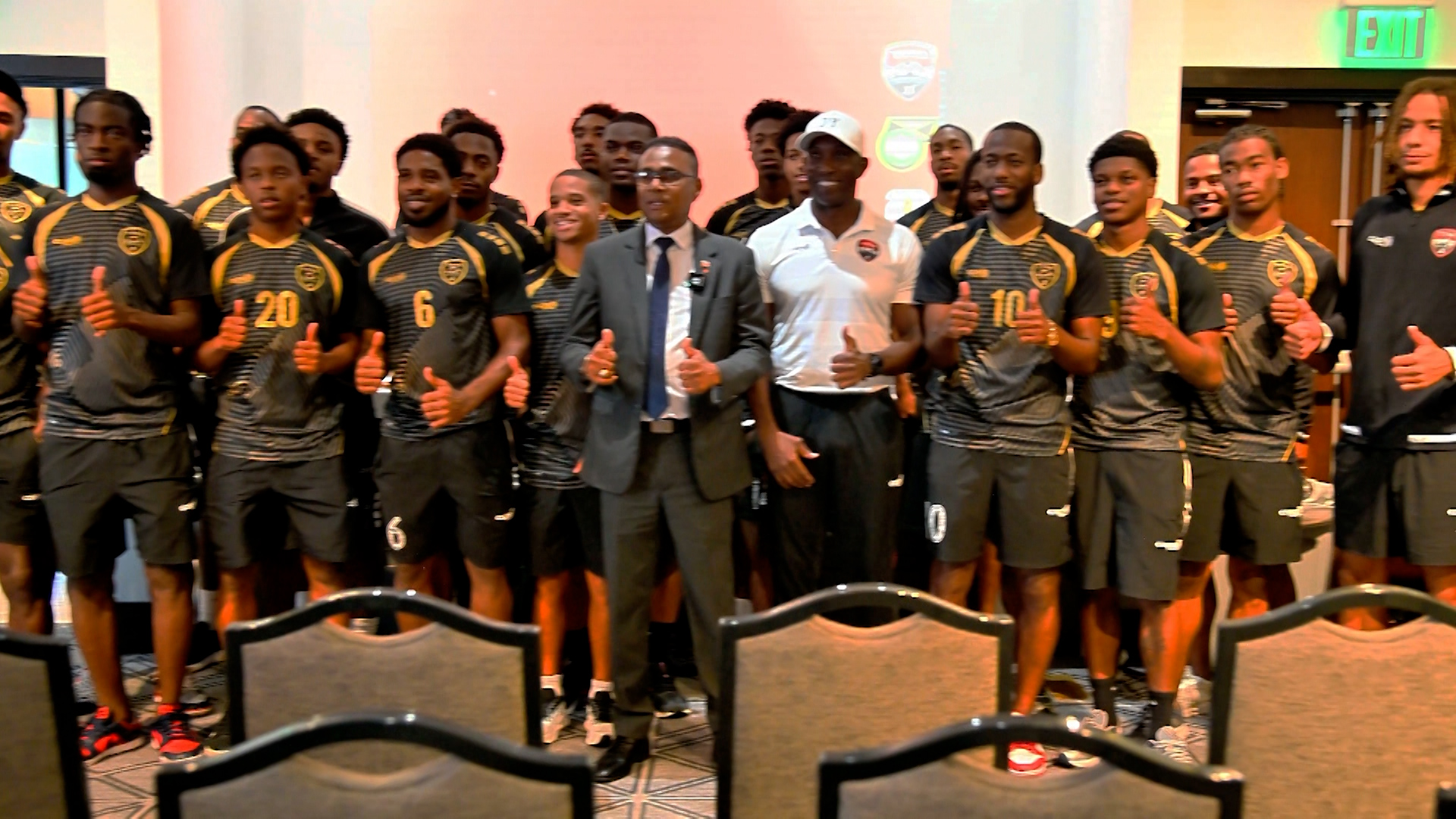 Minister Of Sport Shows Support For Senior Men’s Football Team Before Jamaica Match