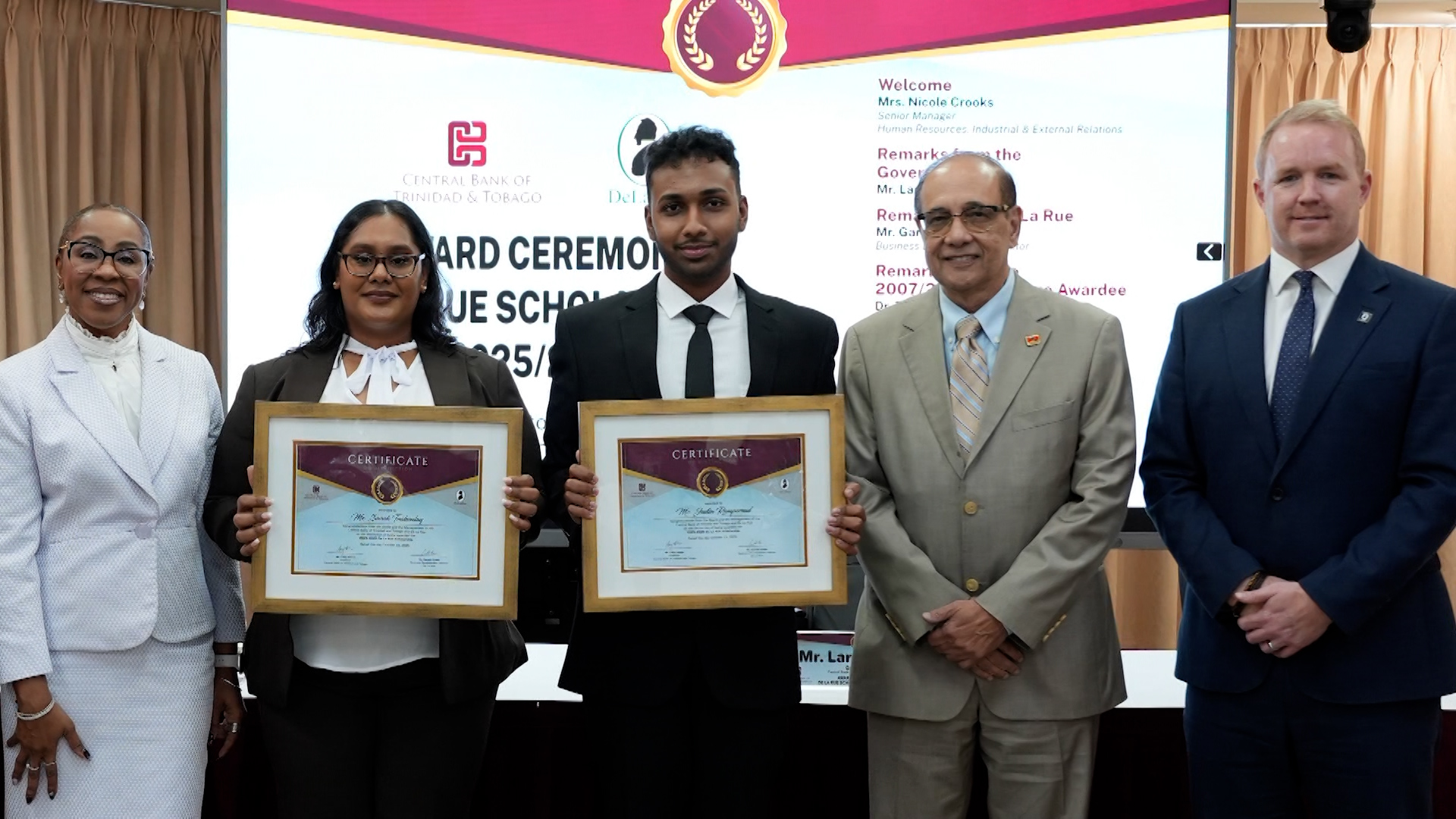 Central Bank De La Rue Scholarships Goes To UWI Postgraduates